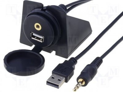 Кабел удължител USB CAR-951 Удължител; USB A гнездо, Jack 3,5mm 4pin гнездо; 2m